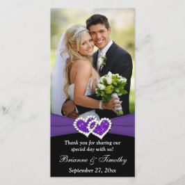 De Agradecimiento Tarjeta fotográfica Boda Black White Purple