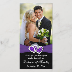De Agradecimiento Tarjeta fotográfica Boda Black White Purple