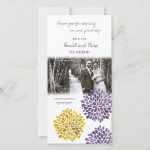 De Agradecimiento Tarjeta fotográfica Boda floral morado