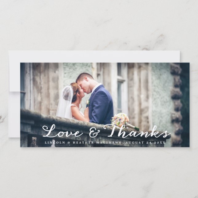 De Agradecimiento Tarjeta fotográfica Boda horizontal completa (Anverso)