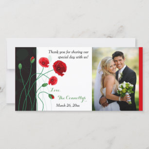 De Agradecimiento Tarjeta fotográfica boda   Red Poppies