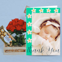 Tarjeta fotográfica floral verde azulada | Regalo 