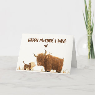 De Agradecimiento Tarjeta fotográfica Highland Cow Mama and Calf Día