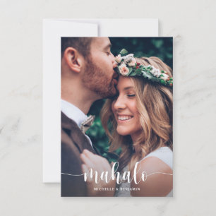 De Agradecimiento Tarjeta fotográfica Mahalo Modern Elegant Wedding