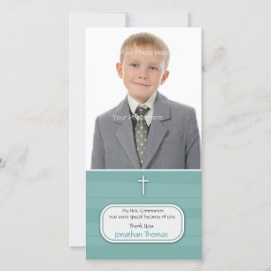 De Agradecimiento Tarjeta fotográfica religiosa Blue Stripes