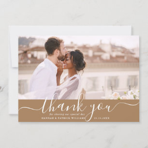 De Agradecimiento Tarjeta fotográfica White Script Modern Boda