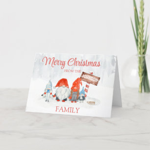 De Agradecimiento Tarjeta Gnome Family of Four Navidades
