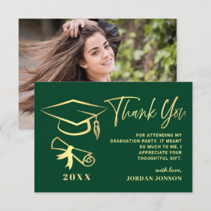 De Agradecimiento Tarjeta Gold Green Modern Graduation