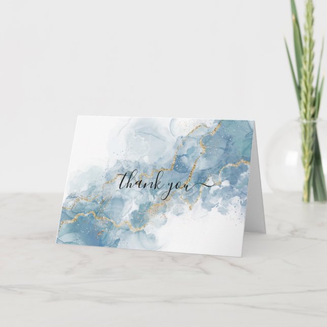 De Agradecimiento Tarjeta "Gracias" floral acuática moderna (Anverso)