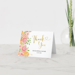 De Agradecimiento Tarjeta Grapefruit Citrus Bridal Shower
