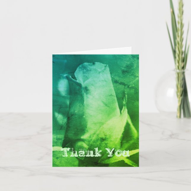 De Agradecimiento Tarjeta Green Rosebud Flower Art (Anverso)