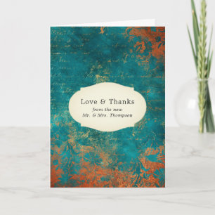 De Agradecimiento Tarjeta Grunge Copper Patina y Turquesa
