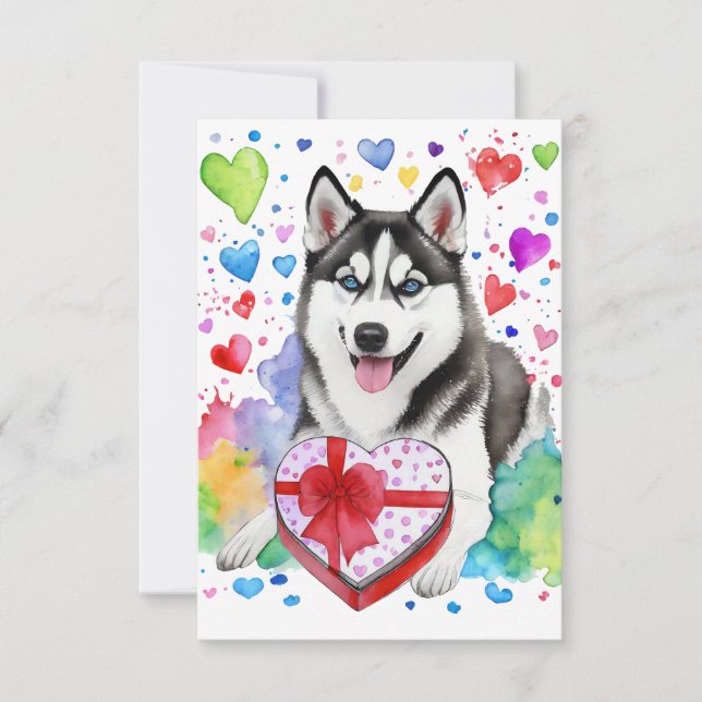 De Agradecimiento Tarjeta Husky Candy Heart (Anverso)