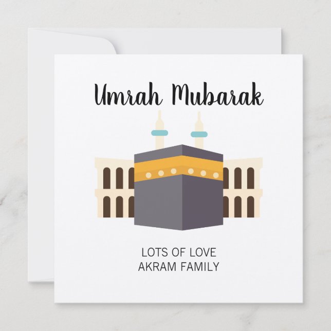 De Agradecimiento Tarjeta islámica personalizada Cute Umrah Hajj Mub (Anverso)