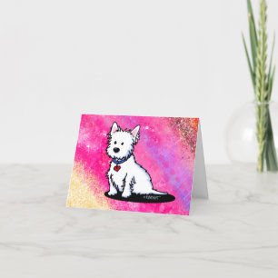 De Agradecimiento Tarjeta KiniArt Westie Pink Note