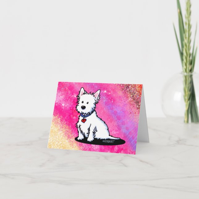 De Agradecimiento Tarjeta KiniArt Westie Pink Note (Anverso)