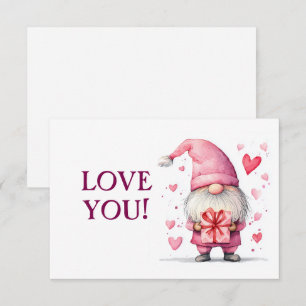 De Agradecimiento tarjeta linda con un gnomo rosa personalizado enam