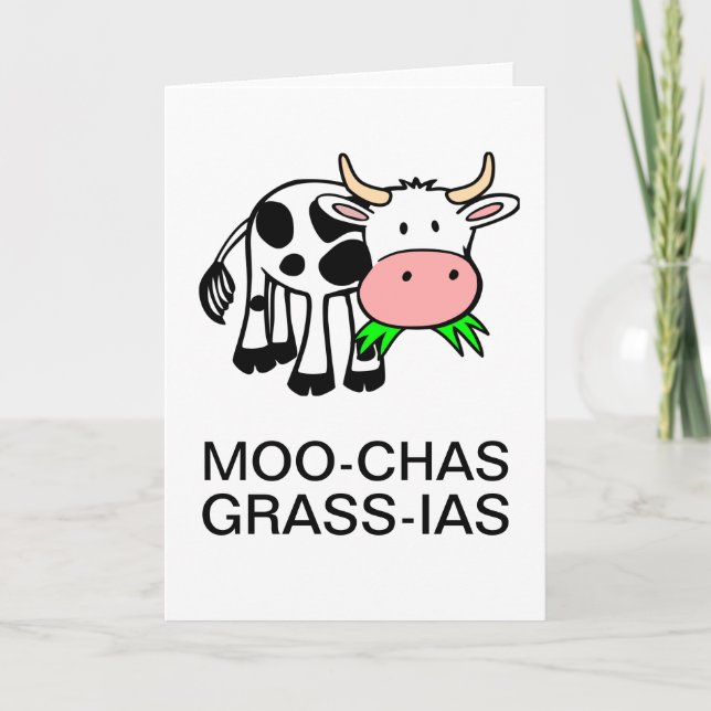 De Agradecimiento Tarjeta Moo-chas Grass-ias (muchas gracias) (Anverso)