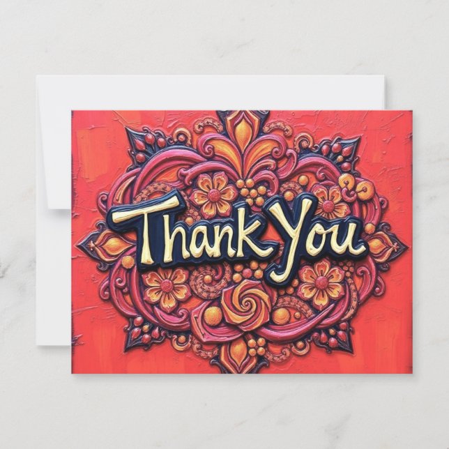 De Agradecimiento Tarjeta Ornate Floral Design Flat (Anverso)
