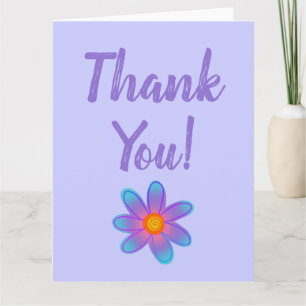 De Agradecimiento Tarjeta Periwinkle Purple Flower plegado Gracias