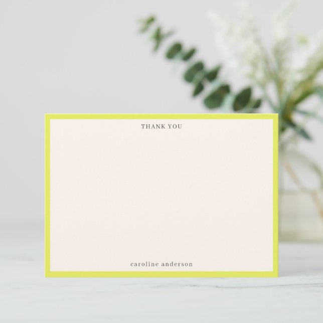De Agradecimiento Tarjeta Personalizada con Borde Amarillo Chartreus (Anverso de pie)