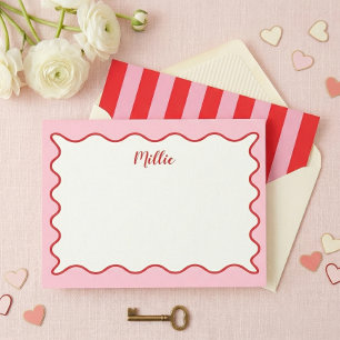 De Agradecimiento Tarjeta Personalizada con Borde Ondulado Rosa