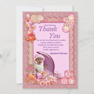 De Agradecimiento Tarjeta Pinkie-Rosa Recién nacido Chica