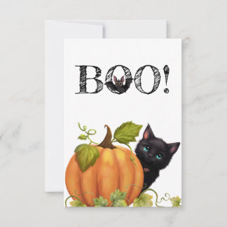 De Agradecimiento Tarjeta plana Boo Cat Halloween
