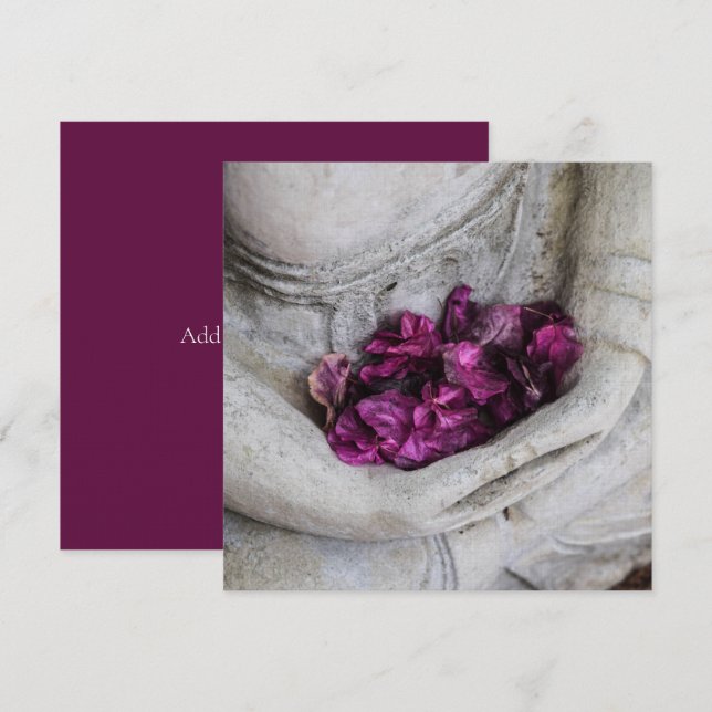 DE AGRADECIMIENTO TARJETA PLANA : BUDDHA + BLOSSOMS (Anverso / Reverso)