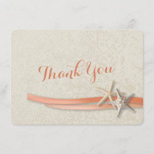 De Agradecimiento Tarjeta plana Starfish and Ribbon Gracias
