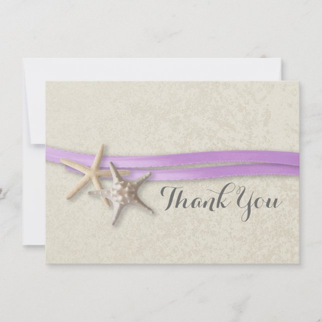 De Agradecimiento Tarjeta plana Starfish and Ribbon Gracias (Anverso)