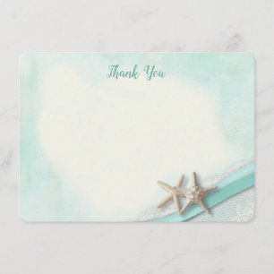De Agradecimiento Tarjeta plana Starfish and Ribbon Gracias