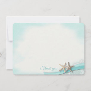 De Agradecimiento Tarjeta plana Starfish and Ribbon Gracias