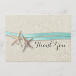 De Agradecimiento Tarjeta plana Starfish and Ribbon Gracias