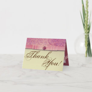 De Agradecimiento Tarjeta plegada Amethyst Jewel Satin Ribbon