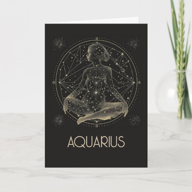De Agradecimiento Tarjeta plegada Aquarius Zodiac Constellation Blan (Anverso)