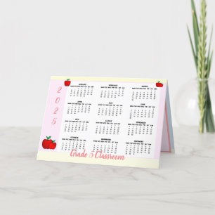 De Agradecimiento Tarjeta plegada del calendario Apple 2025 del prof