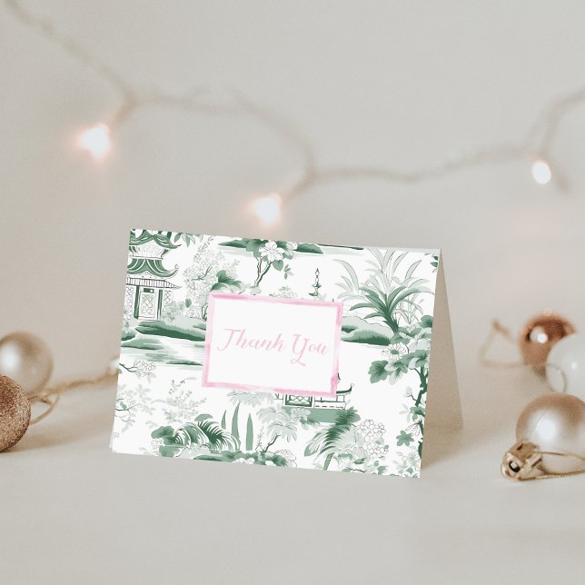 De Agradecimiento Tarjeta plegada Green Chinoiserie (Subido por el creador)