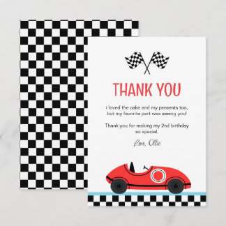 De Agradecimiento Tarjeta Race Red Car Birday Flat