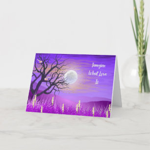 De Agradecimiento Tarjeta Romance con Paisaje Púrpura y Luna