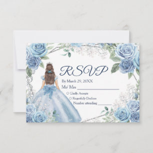 De Agradecimiento Tarjeta RSVP Azul Quinceañera 15 Anos Dusty