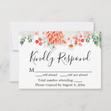 Tarjeta RSVP floral floral verde Naranja moderna
