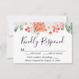 De Agradecimiento Tarjeta RSVP floral floral verde Naranja moderna