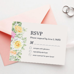 De Agradecimiento Tarjeta RSVP para Rosas florales modernos y elegan