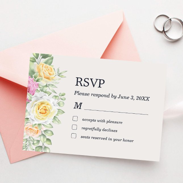 De Agradecimiento Tarjeta RSVP para Rosas florales modernos y elegan (Subido por el creador)