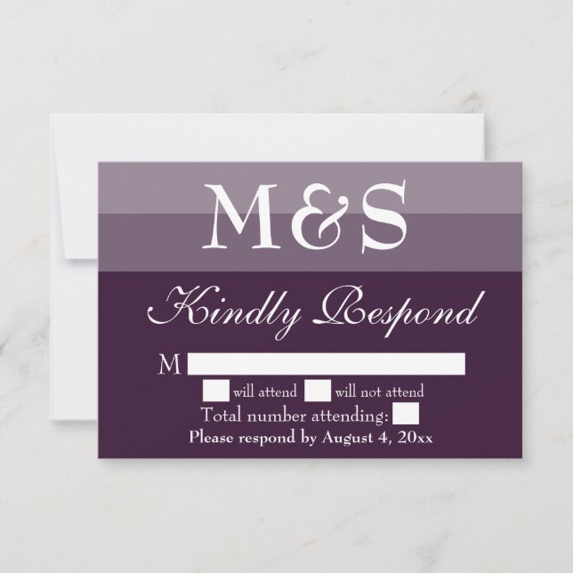 De Agradecimiento Tarjeta RSVP Purple Simple y Modern Script Wedding (Anverso)