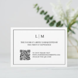 De Agradecimiento Tarjeta RSVP simple monograma blanco QR Code Weddi