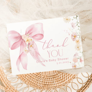 De Agradecimiento Tarjeta Rubor Pink Wildflower Pink Bow