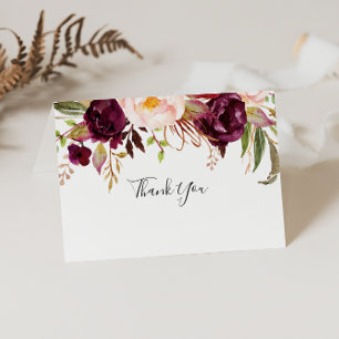 De Agradecimiento Tarjeta Rustic Boho Floral Follada Boda Gracias