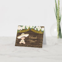 Tarjeta Rustic Fiesta Gold Charro Boy Gracias